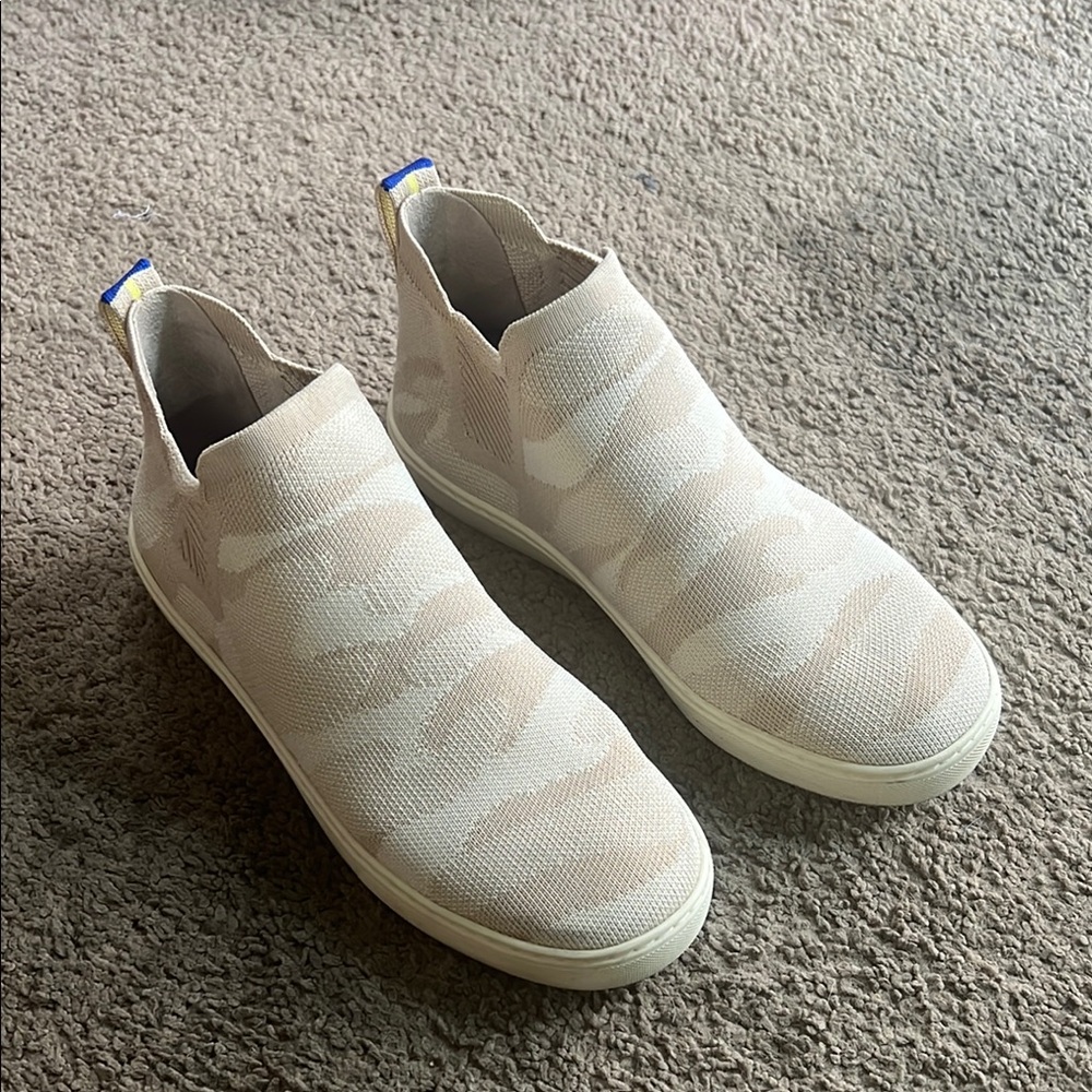 Rothy’s Cream and Tan Slip-On Sneakers